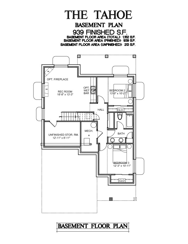 Tahoe Floor Plan - bsmt
